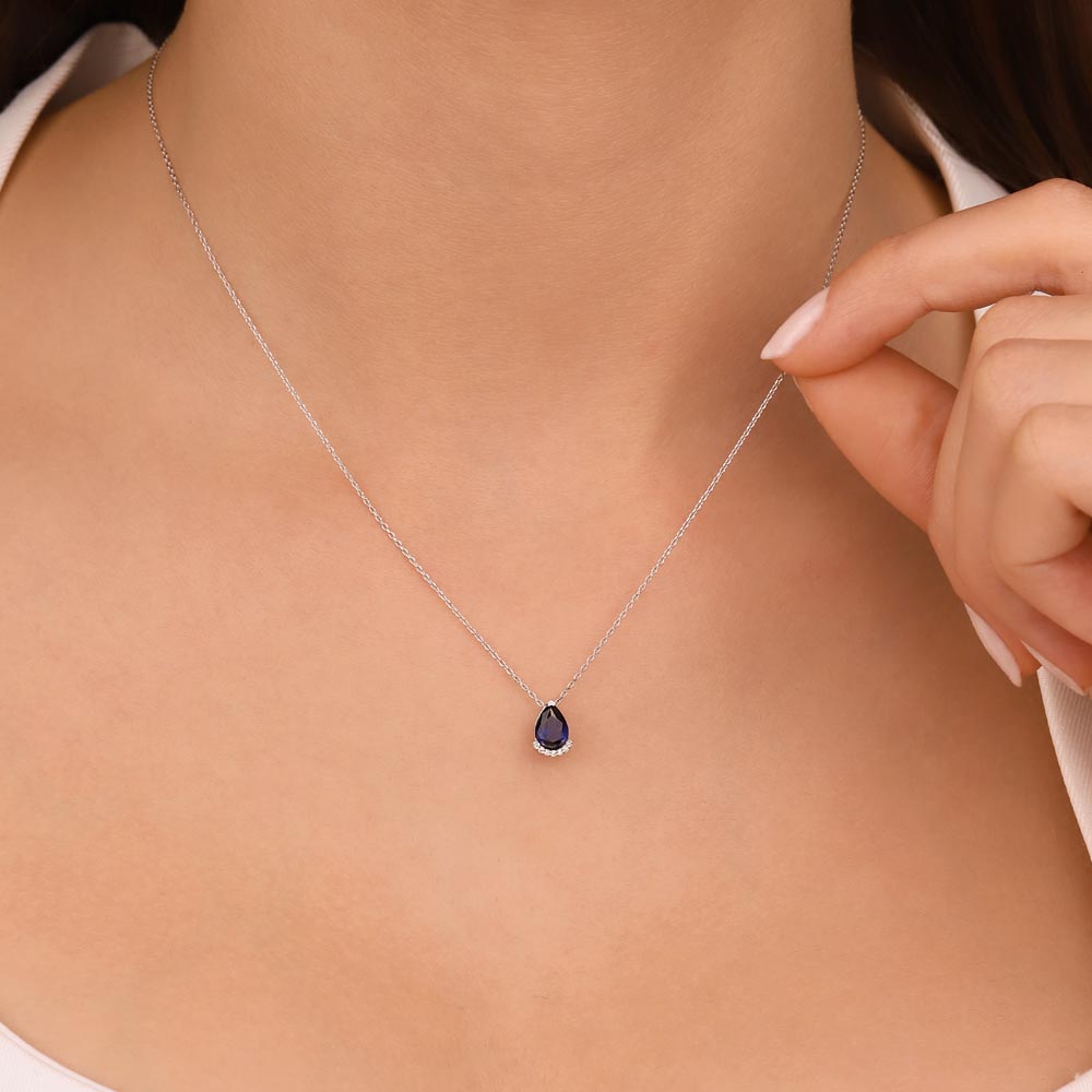 Safir Kolyeler 0,80 Karat Laboratuvar Pırlanta Ve Safir Kolye