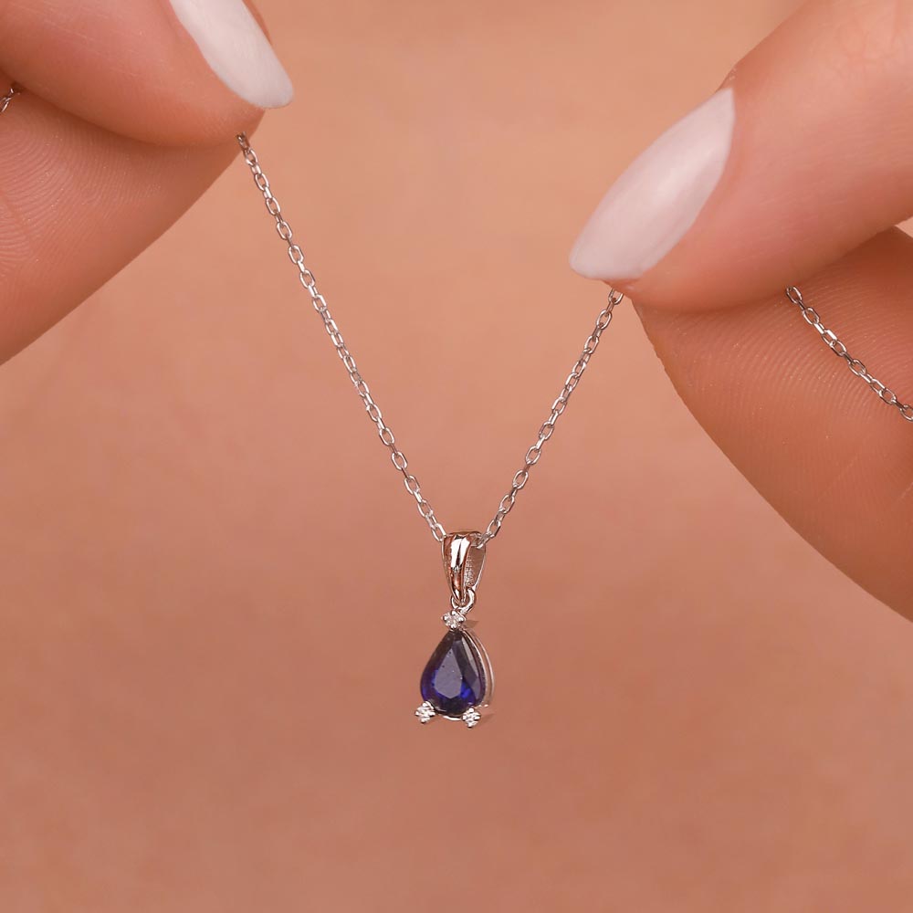 Safir Kolyeler 0,71 Karat Laboratuvar Pırlanta Ve Safir Royale Kolye