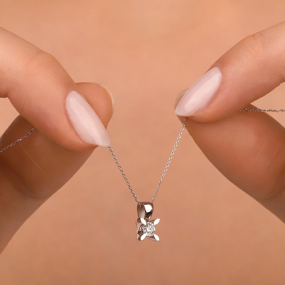 0,20 Karat Laboratuvar Pırlantalı Tektaş Kolye