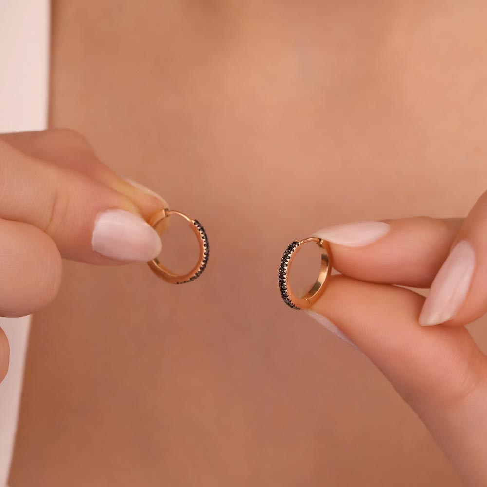 Özel Tasarım Küpeler 0,18 ct. Siyah Laboratuvar Pırlanta Halka Küpe