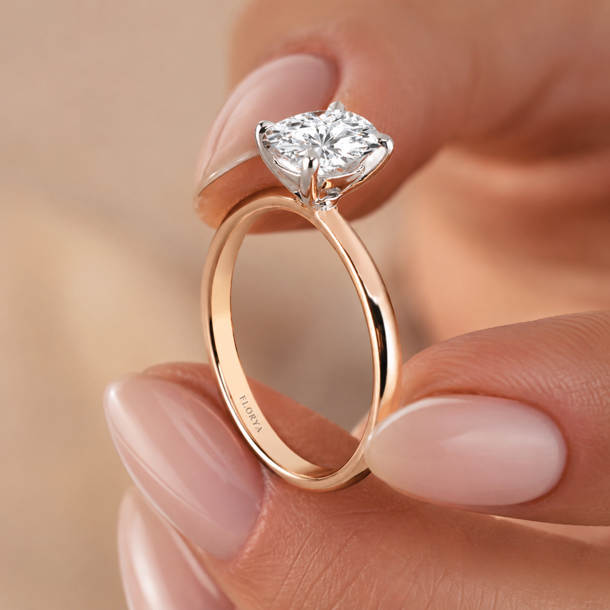 Tektaş Yüzükler 1,00 Karat IGI Sertifikalı Laboratuvar Pırlanta Oval Kesim Rose Gold Tektaş Yüzük