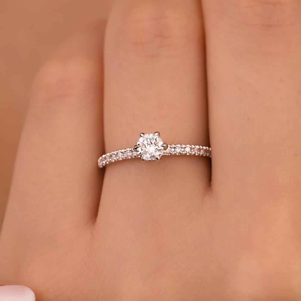 Tektaş Yüzükler 0,40 Karat Laboratuvar Pırlanta Tiffany Tektaş Yüzük