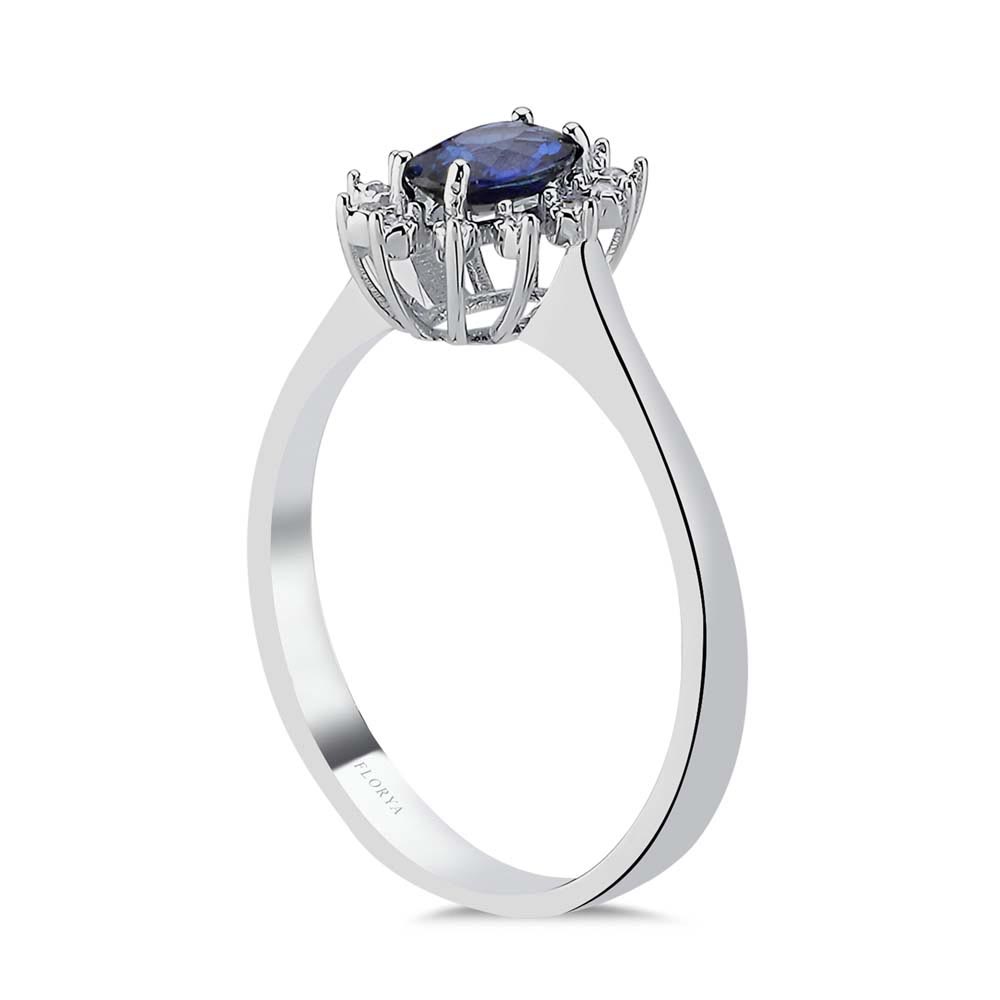 Safir Yüzükler 0,50 Karat Laboratuvar Pırlanta Oval Royale Safir Yüzük
