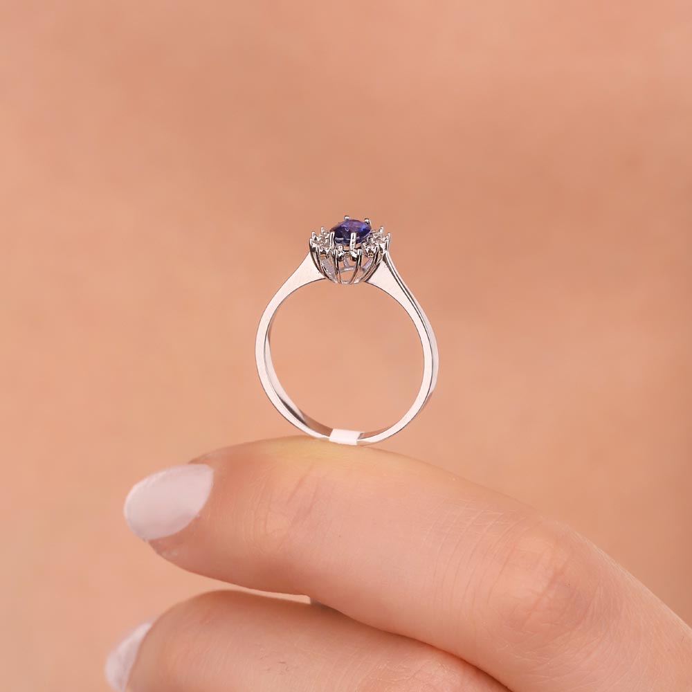 Safir Yüzükler 0,50 Karat Laboratuvar Pırlanta Oval Royale Safir Yüzük