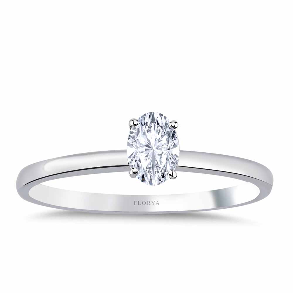 Özel Tasarım Yüzükler 0.30 Karat Laboratuvar Pırlanta Oval Tiffany Tektaş Yüzük