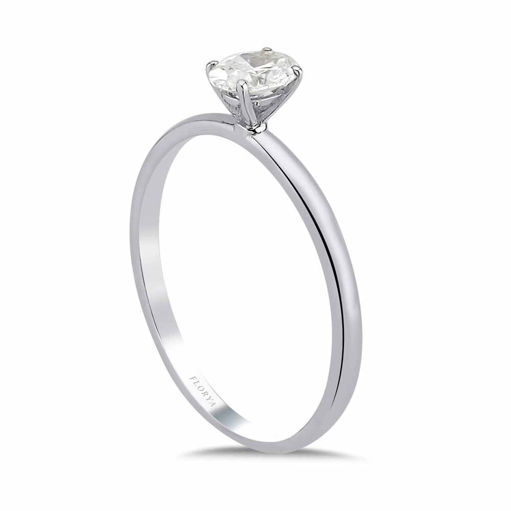 Özel Tasarım Yüzükler 0.30 Karat Laboratuvar Pırlanta Oval Tiffany Tektaş Yüzük