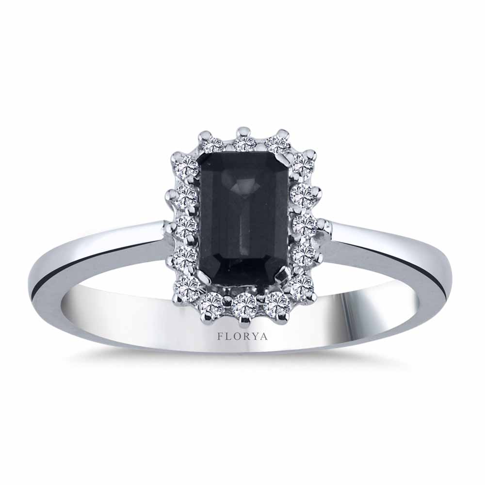 Safir Yüzükler 0,83 Karat Laboratuvar Pırlanta Royale Safir Yüzük