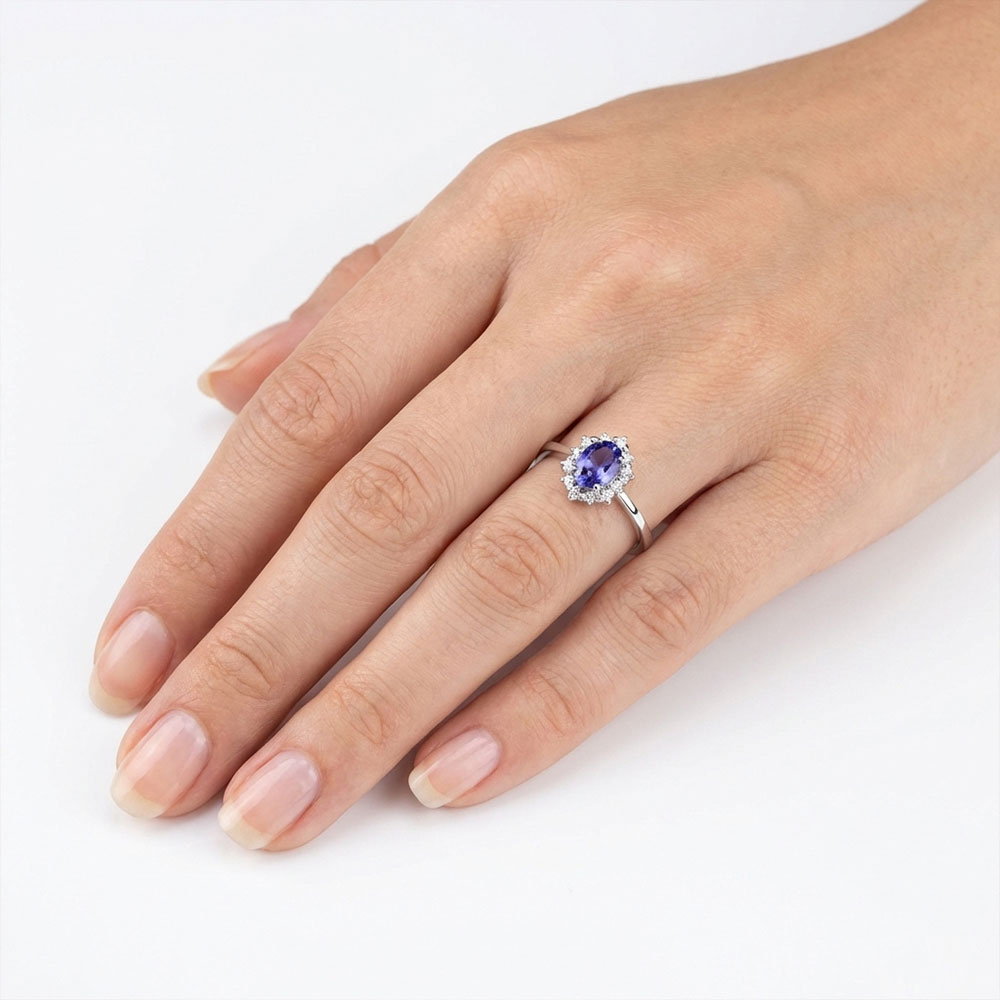 Vintage Yüzükler 0,67 Karat Laboratuvar Pırlanta ve Tanzanite Yüzük