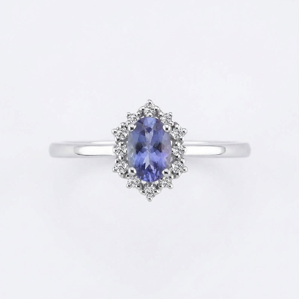 Vintage Yüzükler 0,67 Karat Laboratuvar Pırlanta ve Tanzanite Yüzük