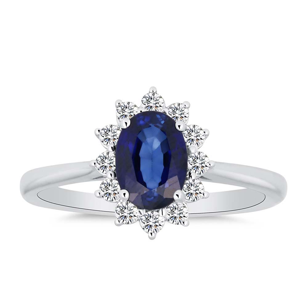 Safir Yüzükler 0,66 Karat Laboratuvar Pırlanta Oval Royale Safir Yüzük