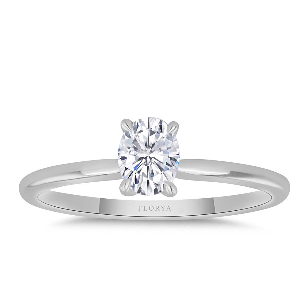 Özel Tasarım Yüzükler 0.70 Karat Oval Kesim Laboratuvar Pırlanta Tiffany Forever Tektaş Yüzük