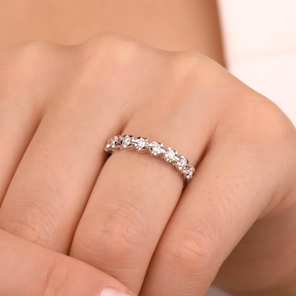 Tamtur Yüzükler 0,25 ct Laboratuvar Pırlanta Taşlı Yarımtur Yüzük