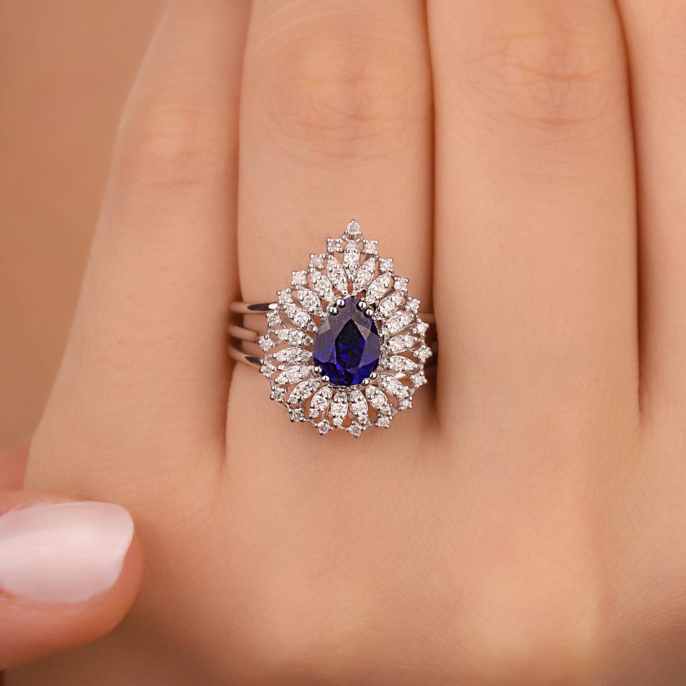 Safir Yüzükler 1,93 Karat. Laboratuvar Pırlanta Safir Taşlı Yüzük