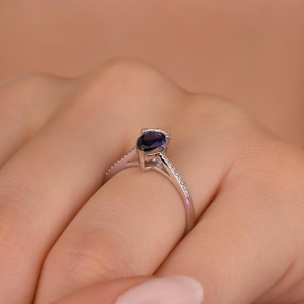 Safir Yüzükler 1,09 Karat Laboratuvar Pırlanta Royale Safir Yüzük