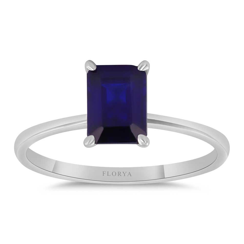 Safir Yüzükler 1,25 Karat Octagon Kesim Royale Safir Yüzük