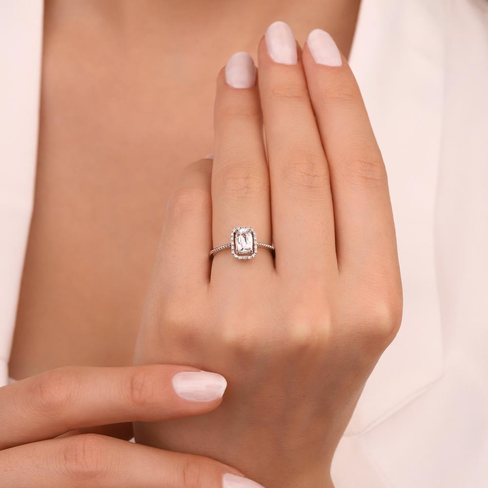 1,40 Karat Beyaz Safir Tektaş Laboratuvar Pırlanta Yüzük