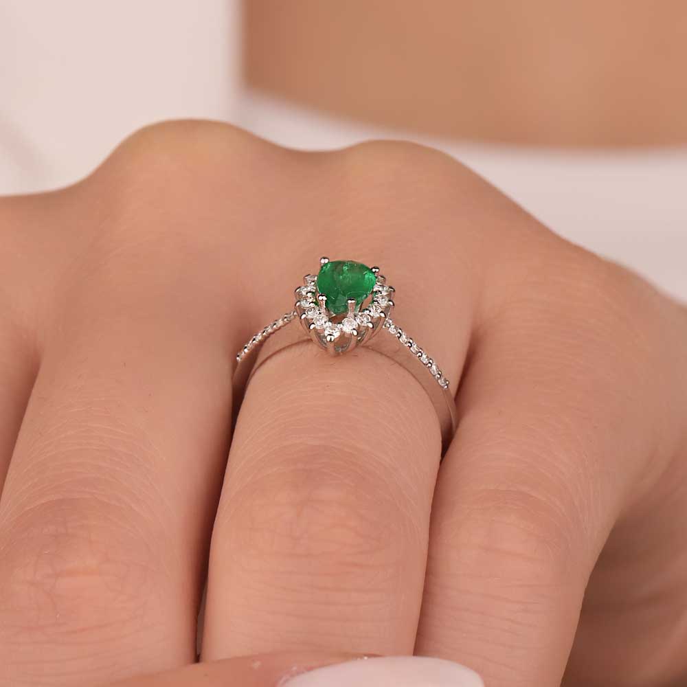 Zümrüt Yüzükler 0,95 Karat Laboratuvar Pırlanta Jasmine Zümrüt Yüzük